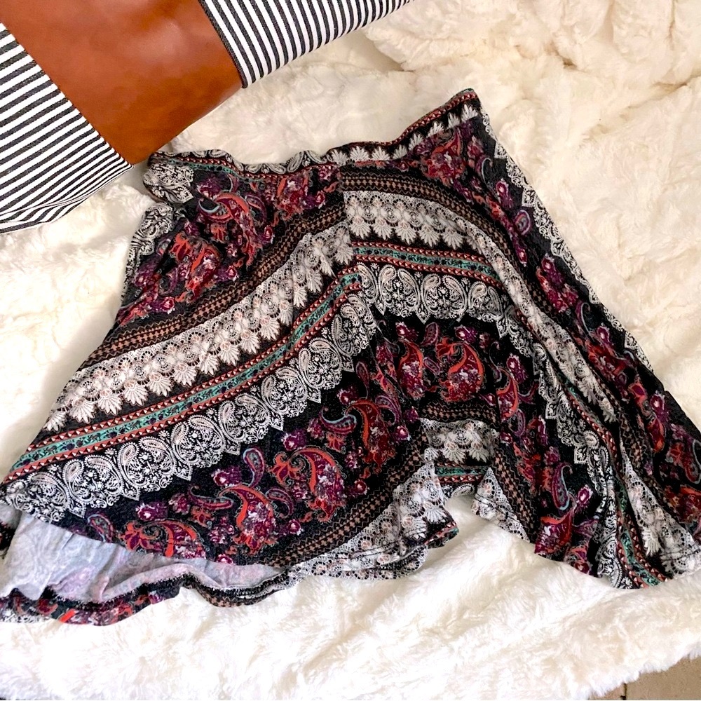 r.2.d. Adorable Mixed Paisley, Bohemian Patterned,  A-Line Flirty Mini Skirt- S